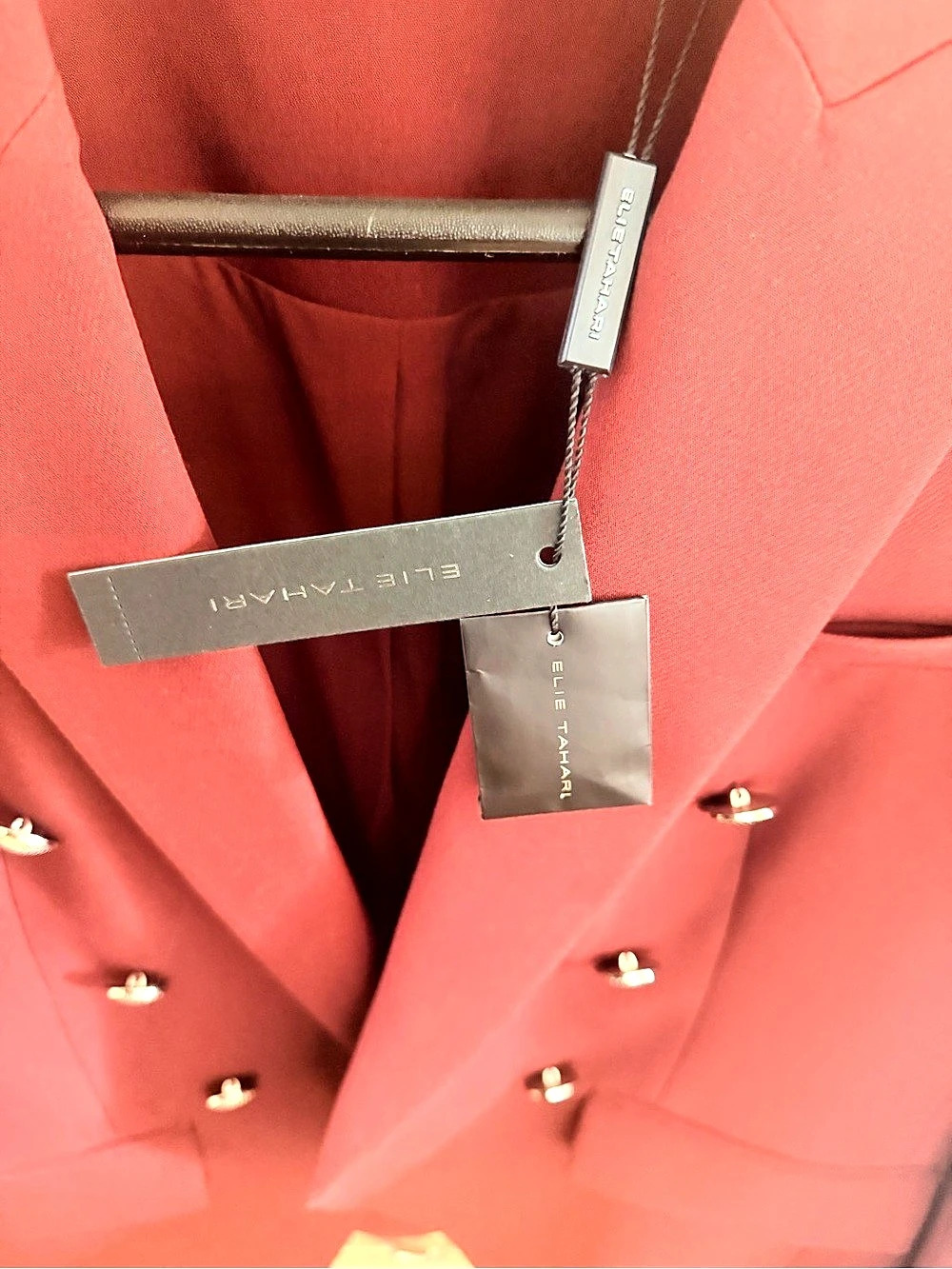 Elie Tahari Double-Breasted Blazer in Burgundy Size 6 NWT - Picture 8 of 15